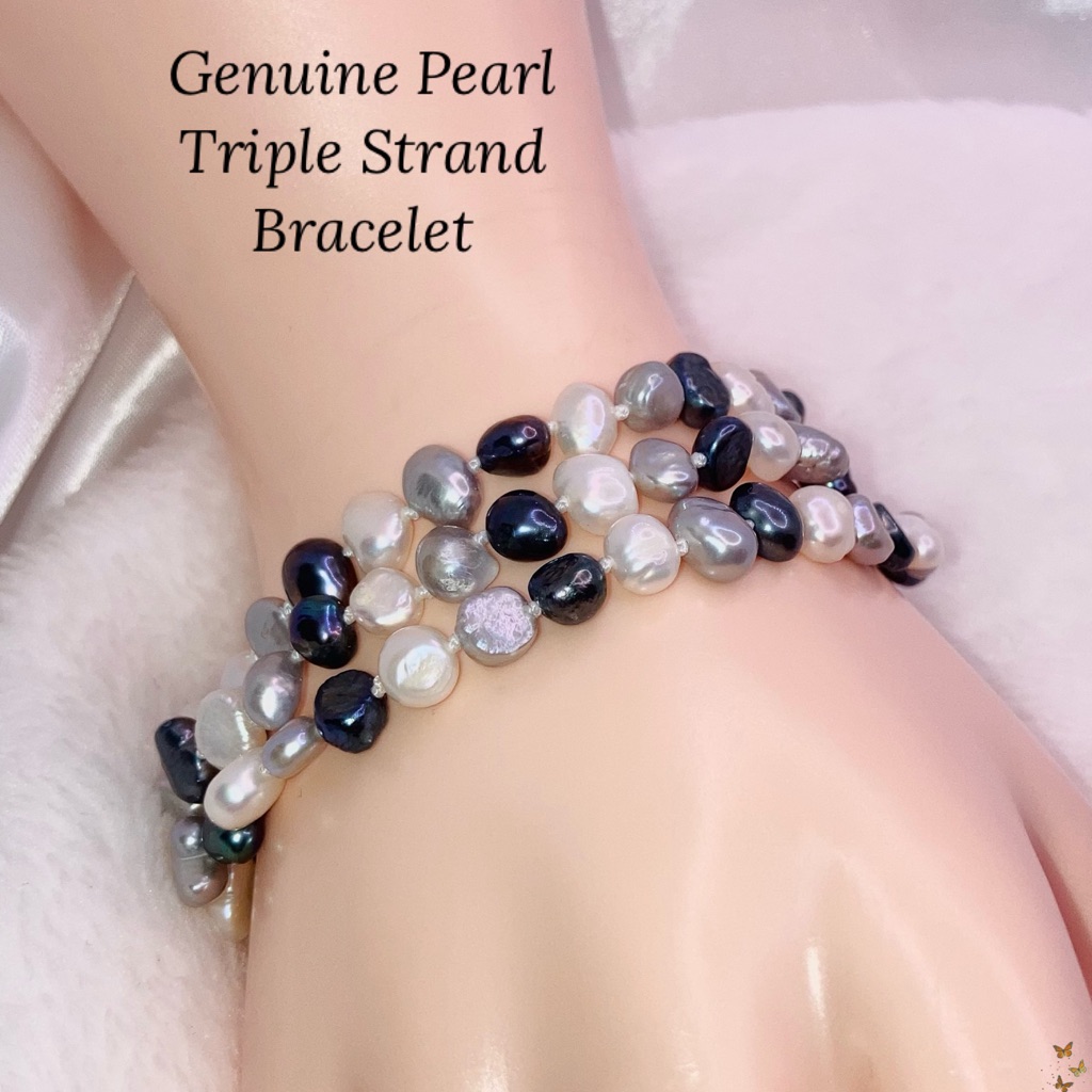 Amanda Blu Genuine Pearl Triple Strand Bracelet